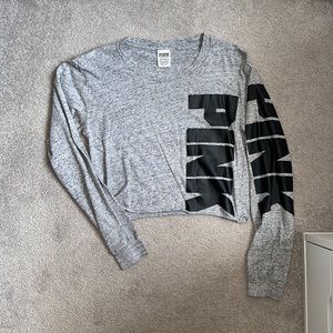 PINK LONG SLEEVE CROP TOP